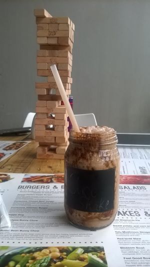 Chocolate Un-milkshake and Jenga before dinner at Conscious 108 last night. Such fun! at Conscious 108 in Johannesburg