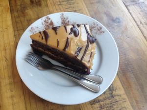 Chocolate cake with peanut butter icing :-D at Conscious 108 in Johannesburg