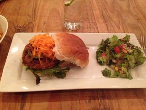 Almost perfect veggie burger, which is actually perfect and delicious! at Conscious 108 in Johannesburg