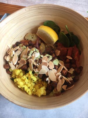 millet and chickpea bamboo bowl ❤️ at Free Food in Johannesburg