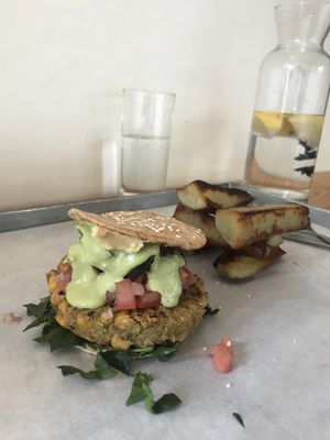 Chickpea burger  at Free Food in Johannesburg