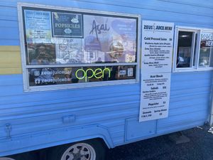 Food truck window   at Zeus Juice  in Ruston