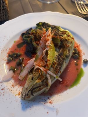 INSALATA CANASTA ARROSTO, SALSA PANZANELLA  at Fattoria Sardi Giustiniani in Toscana
