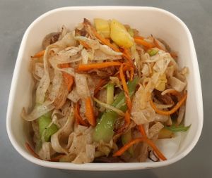 Tsuivan with nettle and (vegan) jerky
Халгай, (веган) борцтой цуйван at Foody - Emart Khan-Uul District in Ulaanbaatar