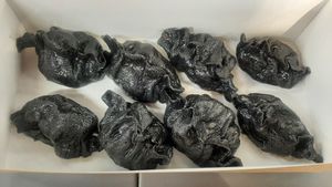 Black mushroom dumplings at Foody - Emart Khan-Uul District in Ulaanbaatar