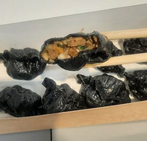 Black mushroom dumplings at Foody - Emart Khan-Uul District in Ulaanbaatar