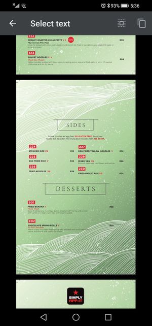 Sides  at Simply Asia in Johannesburg