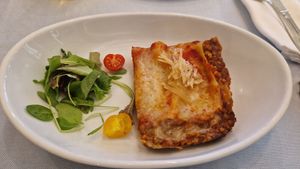 Linsenlasagne at Alla Scala in Sirmione