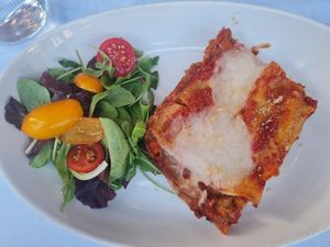 Vegan lasagne at Alla Scala in Sirmione