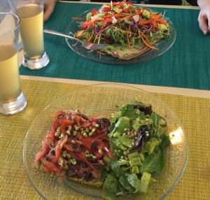 Pizza in foreground and sandwich in back. Both delicious! at Beauty of Sprouts in Sarasota