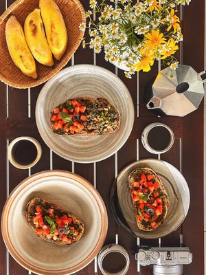 Sourdough with pesto & bruschetta at Chay Station in Da Lat