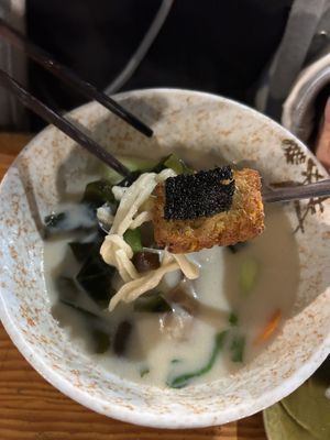 Noodles with cashew milkk  at Chay Station in Da Lat