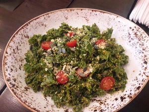 cheesy kale salad at Super Natural Kitchen in Dubai