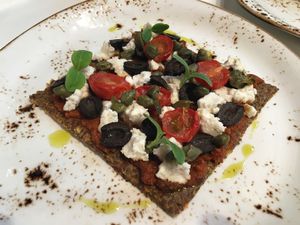 Puttanesca Pizza at Super Natural Kitchen in Dubai