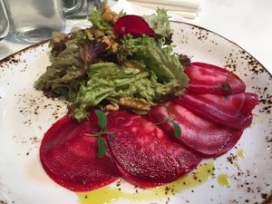Truffle Beetroot Ravioli at Super Natural Kitchen in Dubai