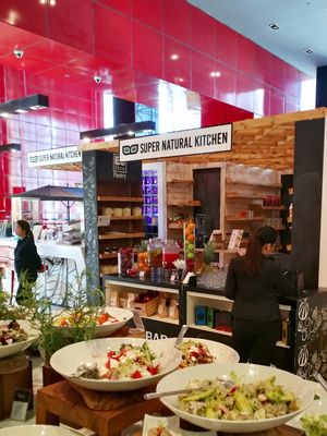 The restaurant in the foodcourt (the food in the foreground does not belong to the restaurant). at Super Natural Kitchen in Dubai