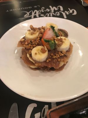 Vegan banana pancakes  at Super Natural Kitchen in Dubai