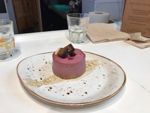 Raspberry Cheesecake at Super Natural Kitchen in Dubai