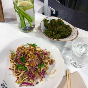 Pad Thai and Kale chips! at Super Natural Kitchen in Dubai