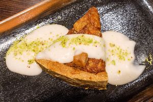 Apple pie with cream. Yummy!! at Super Natural Kitchen in Dubai