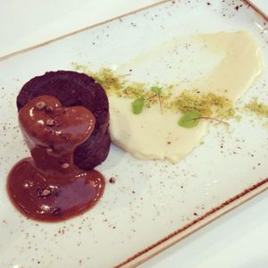 Chocolate Fondant with Coconut Cream #raw #vegan #glutenfree #organic #sugarfree at Super Natural Kitchen in Dubai