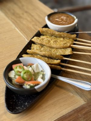 Grilled “moo satay” skewers   at Sukjai by Pata Obasan in Chiang Mai