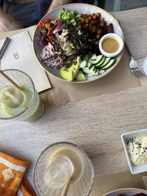 Shiva bowl & iced matcha latte with oat milk  at Koffushi in Tenerife