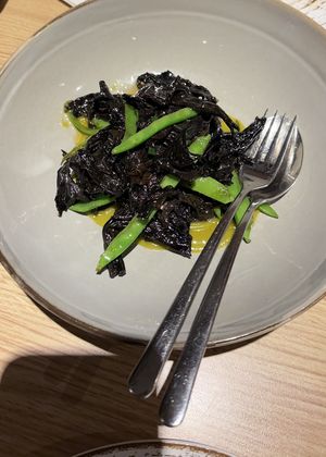 Black trumpet/trumpet of death/horn of plenty mushroomm  at El Brote in Madrid