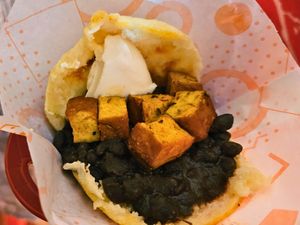 Arepa Vegana at Logan's Garden in Madrid