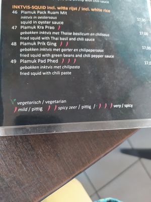 The V stands for vegetarian, but if you ask they can make it vegan at Warie's Thai Food in Amsterdam