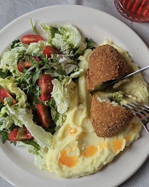 “Chicken” Kiev with potato mesh and coriander sauce  at Billy in Tbilisi