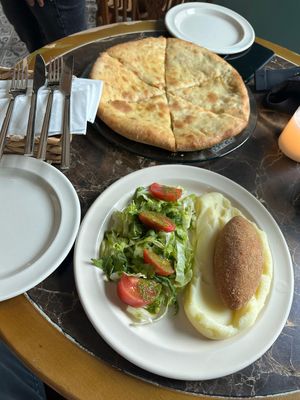 Khachapuri and chicken kiev at Billy in Tbilisi