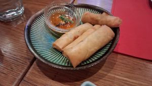 Vegetable rolls for free at CUINA PANDA in Catalunya