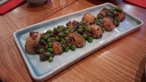 Mushrooms with peas at CUINA PANDA in Catalunya
