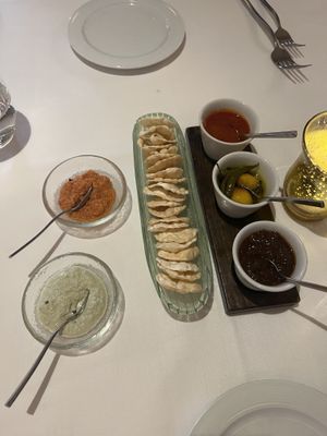 Small Papadums with chutneys  at Quilon in London