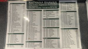 Menu 2/2 at Rathana Bhavan Indian Vegetarian Restaurant in North Singapore