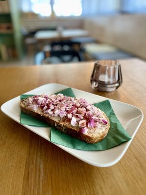 Sourdough bread with home-made vegan grease  at Pelech in Trencianske Teplice