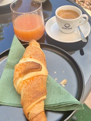 Croissant, fresh a espresso  at Pelech in Trencianske Teplice