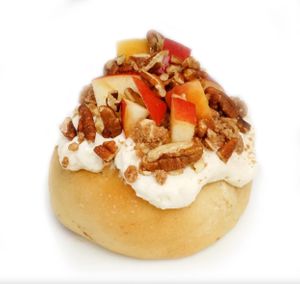 Caramel Apple Pie! Caramel Frosting,  Apples, Pecans, Pie Crumble, and Caramel Sauce! at Cinnaholic in New York City
