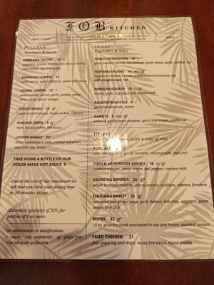 menu 6/14/25 at FOB Kitchen in Oakland
