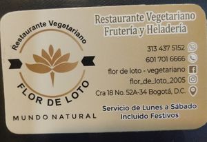 Info card at Flor de Loto in Bogota