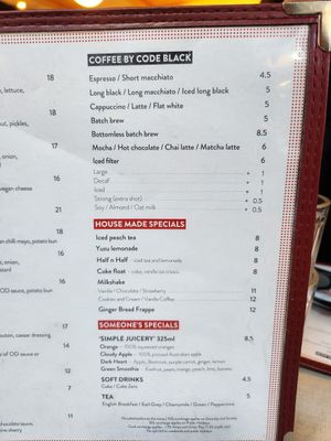 Menu 2025 at Operator Diner in Melbourne