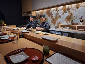 Watching nigiri being made at COFU - Chinatown in Vancouver