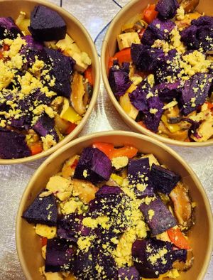 Tofu Scramble with purple potato at SuperFast SuperFood in Xian