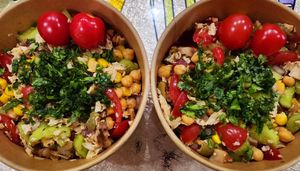 Chickpea Salad Over barley at SuperFast SuperFood in Xian