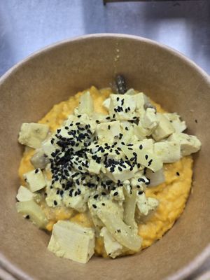 WFPB Cheezy Corn Grits with Tofu Scramble at SuperFast SuperFood in Xian