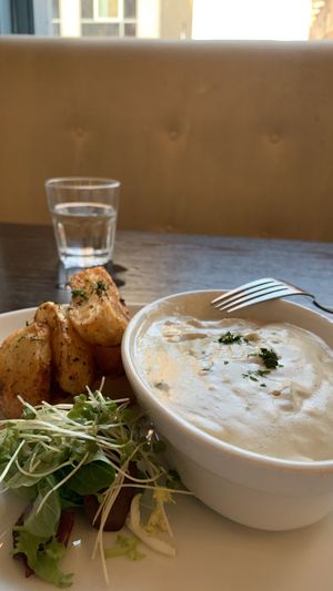 Potato with mushrooms  at 222 Vegan Cuisine in West London