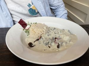 Mushroom stroganoff   at 222 Vegan Cuisine in West London