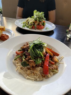 Stir fry and salad   at 222 Vegan Cuisine in West London