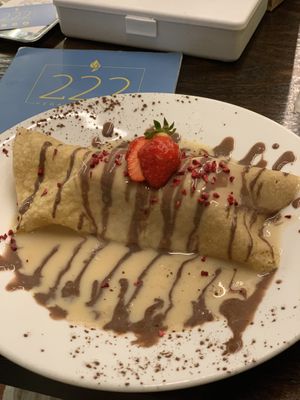 222 pancake filled with vegan ice cream. 😋   at 222 Vegan Cuisine in West London